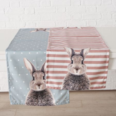 Tafelloper Fluffy, 2 ass., L 140 cm, Gestippeld, Gestreept, Motief, Veelkleurig, Mat, Bruin, Lichtgroen, Rood, Wit