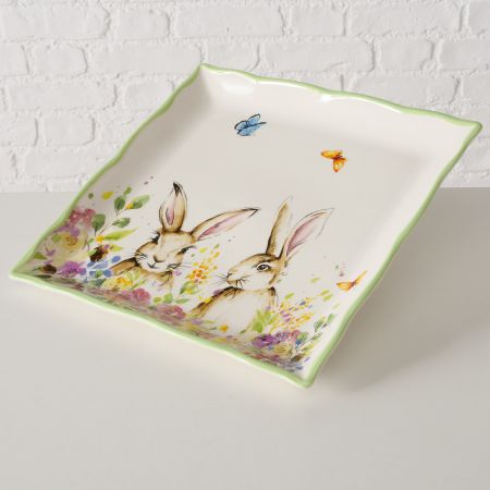 Dienblad Hopsa, B 34 cm, Dolomiet, Vaatwasmachinebestendig, Kleurrand, Veelkleurig, Motief, Floraal